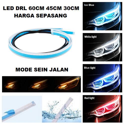 Foto Produk Lampu LED DRL Alis Tempel 30CM 45CM 60CM DRL Mobil Motor 30 45 60 CM - Putih, 30 cm dari Garuda LED