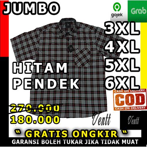 Foto Produk kemeja kotak pria jumbo big size hitam 3xl 4xl 5xl 6xl pendek ventt - 3XL dari ventt