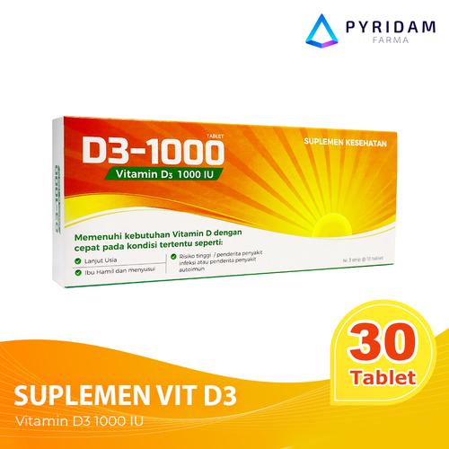 Foto Produk D3-1000 Suplemen Vitamin D3 - 30 Tablet dari pyfahealth