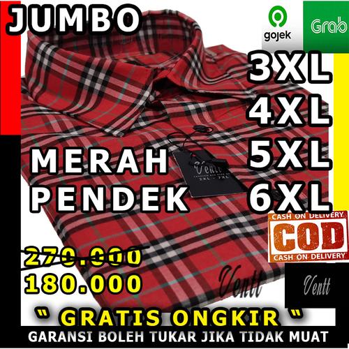 Foto Produk kemeja kotak pria jumbo big size merah 3xl 4xl 5xl 6xl pendek ventt - 3XL dari ventt