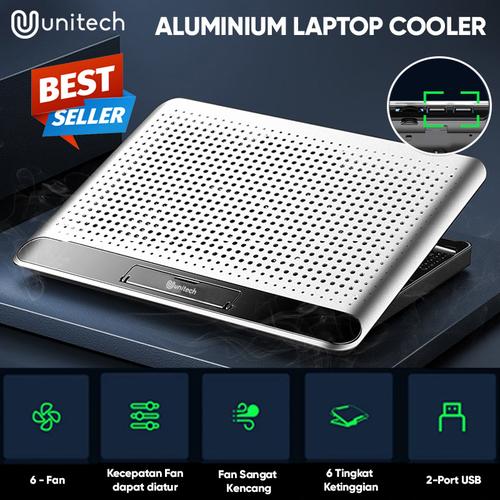 Foto Produk Cooling Pad Cooler Laptop Unitech H8 Bahan Alumunium 6 Kipas Kencang dari Unitech Official
