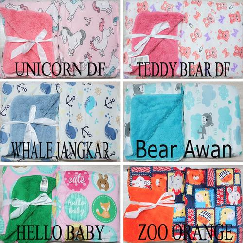 Foto Produk Selimut Bayi Double Fleece | Selimut Anak Double Fleece Tanpa Topi - FOX Hijau dari Lunar Baby Shop