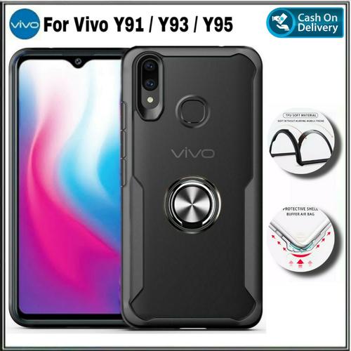 Foto Produk Case Vivo Y91 Y93 Y95 Casing Soft Hard TPU Transparan Ultraslim Cover - Hitam dari HanyCase