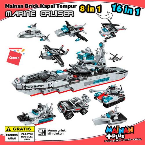 Foto Produk MAINAN BRICK LEGO QMAN KAPAL PERANG KENDARAAN TEMPUR MARINE CRUISER dari MainanPlus