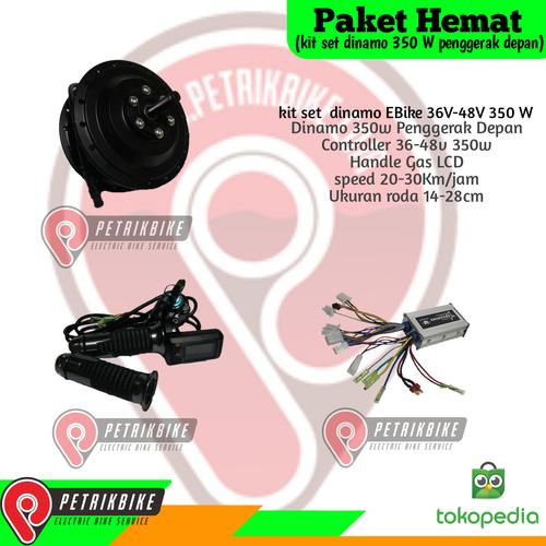 Foto Produk Paket Hemat Kit Set Dinamo Sepeda Listrik 350w Penggerak Depan dari petrikbike