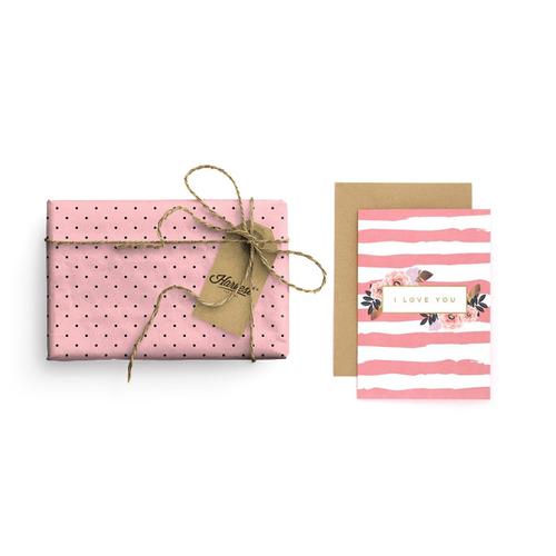 Foto Produk Paket Kertas Kado & Kartu Valentine Harvest Gift Set - Vintage Dots dari Harvest Goods