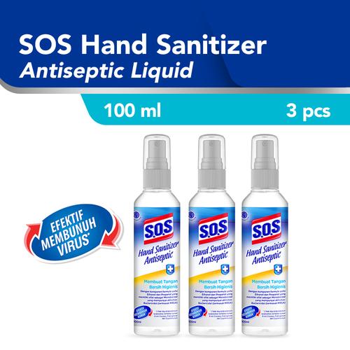 Foto Produk SOS Hand Sanitizer Antiseptic Botol Spray 100ml / 3 pcs dari Tempo Store Official