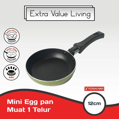 Foto Produk YOSHIKAWA Teflon/Wajan Penggorengan Telur 12 CM Rounded Egg Pan EVL-CL dari Extra Value Living