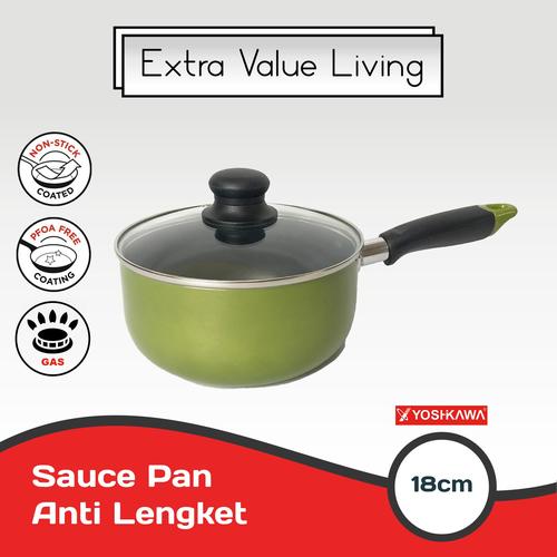 Foto Produk YOSHIKAWA Wajan/Teflon Tumis 18CM Anti Lengket Sauce Pan EVL-CL-11-08 dari Extra Value Living
