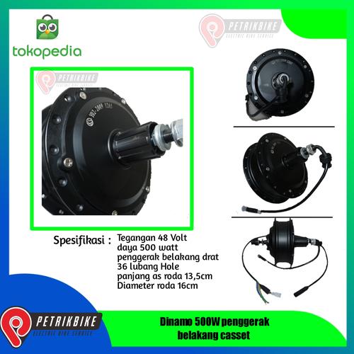 Foto Produk Dinamo Sepeda Listrik 500w Penggerak Belakang casset dari petrikbike