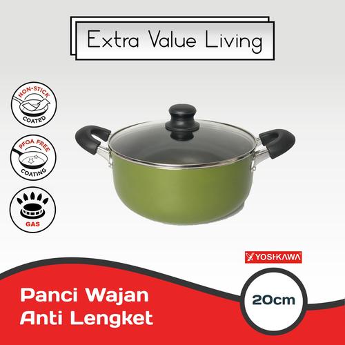 Foto Produk YOSHIKAWA Wajan/Teflon Tumis dan Rebus 20 CM Dutch Oven EVL-CL-11-09 dari Extra Value Living