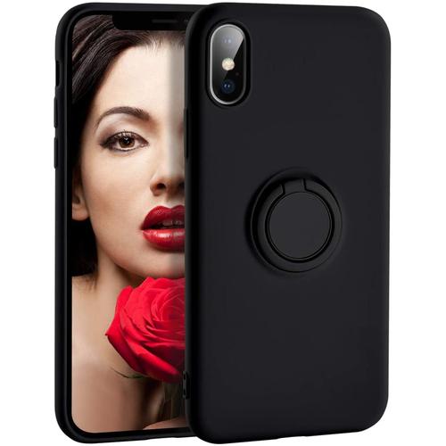 Foto Produk Casing Ring Holder Silicone Soft Case iPhone iPhone X XR XS Max - Hitam, X - XS dari iShop Here