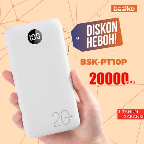Foto Produk BASIKE Power Bank 20000mAh Dual USB Fast Murah Mini for Iphone Android - PT10P -1 input dari Basike Official Store