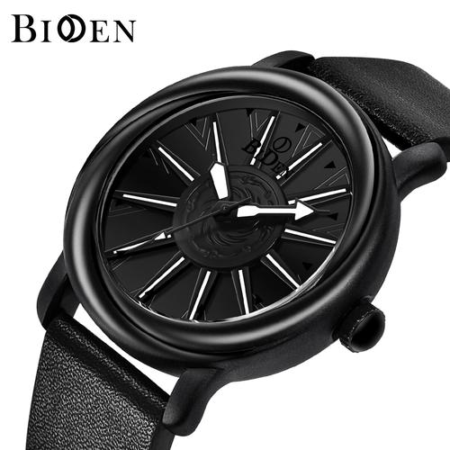 Foto Produk jam tangan BIDEN pria Putar dial Mode Tali kulit Tahan Air Jam Tangan - Hitam dari BIDEN Official Store