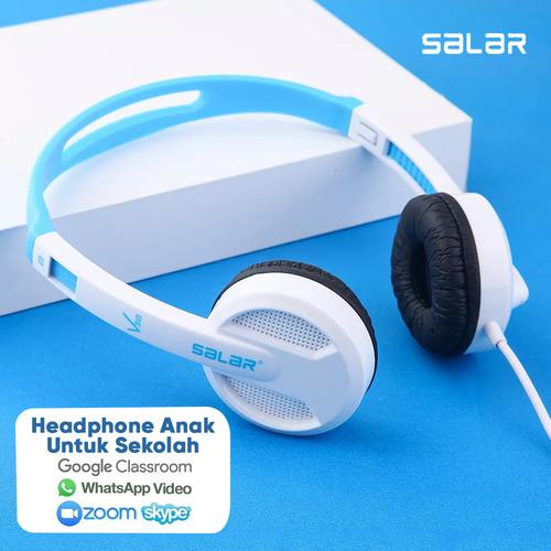Foto Produk Headset Earphone Headphone Bando Salar V38 Headset Anak Colorful - PutihBiru dari Unitech Official