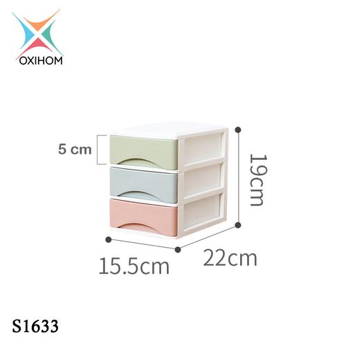 Foto Produk Oxihom S1633 Small 3 Laci Plastik Susun Drawer Storage Cabinet - S1633cc dari Oxihom