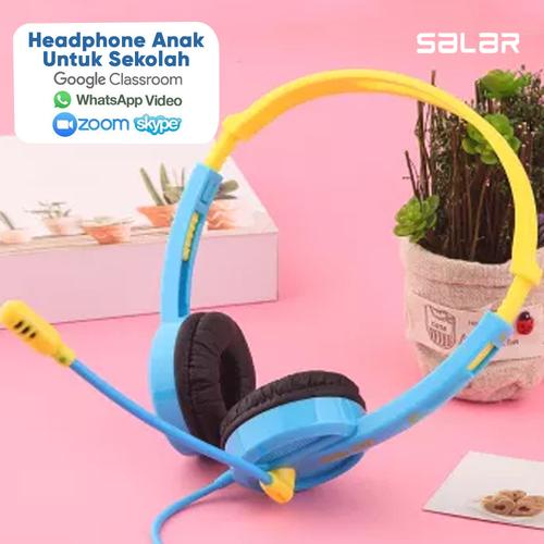 Foto Produk Headset Earphone Headphone Bando Salar V38 Headset Anak Colorful - BiruKuning dari Unitech Official