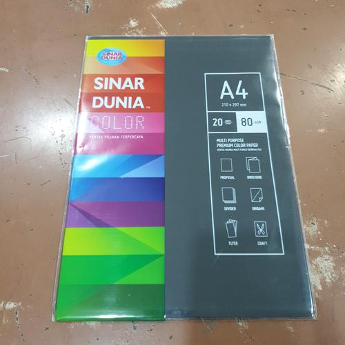 Jual Kertas HVS Warna Sidu A4 80 gsm isi 20 Lembar Hitam Origami