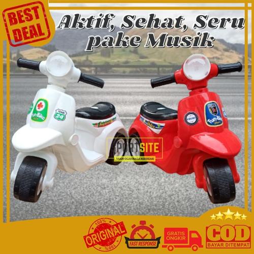 Foto Produk Vespa Fun Bike Mini Mainan Sepeda Motor Anak Scooter Roda Tiga 3 Murah - No Musik Merah dari Sportsite