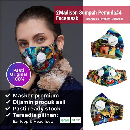 Gambar 2Madison Sumpah Pemuda#4 Facemask / Breathing Valve Masker Kain - Headloop, Dewasa Large dari 2madison Store Jakarta Selatan Tokopedia