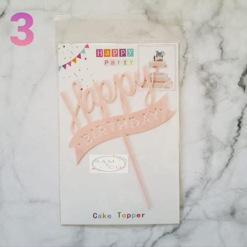Foto Produk cake topper/cake topper happy birthday/tusukan kue/hiasan kue - pink dari sam&co party