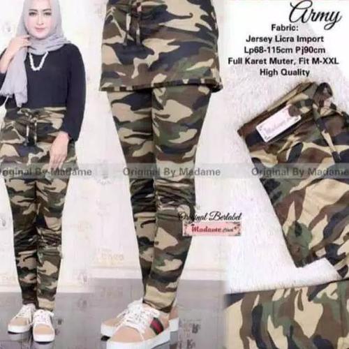 Foto Produk Celana senam wanita..model Rok lejing army/loreng.. bahan import - Cokelat, All Size dari NAZEERA_SHOP