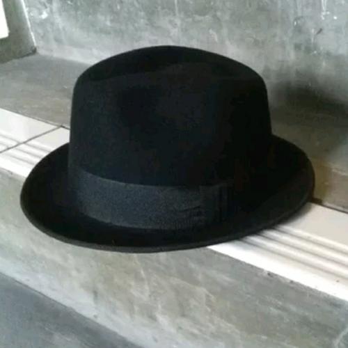 Jual TOPI FEDORA PRIA HITAM polos - M 
