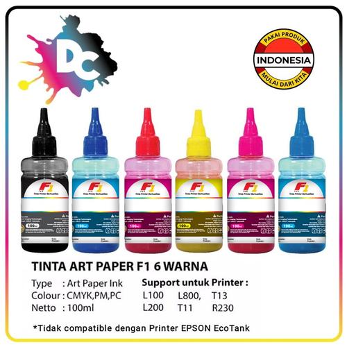 Foto Produk Tinta F1 Art Paper Refill / Isi Ulang / Infus Epson 100ml - Hitam dari Dunia Cetak