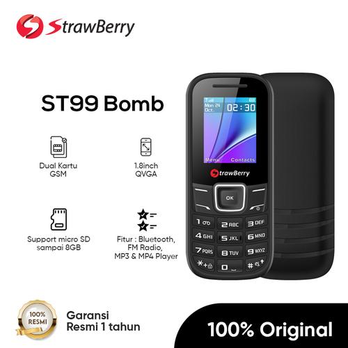 Foto Produk Strawberry – Bomb | Handphone Candybar HP Murah Dual SIM Bluetooth - Black dari Strawberry Official
