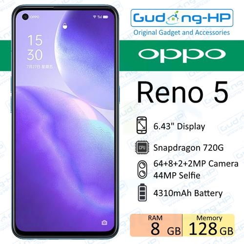 Gambar OPPO Reno 5 8/128 GB Garansi Resmi - Hitam dari Gudang-HP Jakarta Pusat Tokopedia
