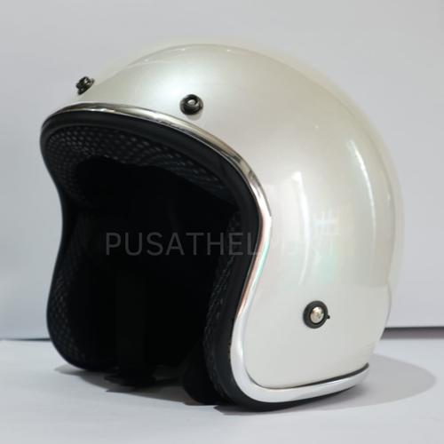 Foto Produk helm bogo retro list chrome - Putih, All Size dari kliwonOnline