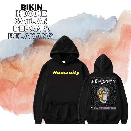 Foto Produk CUSTOM HOODIE SABLON SATUAN DEPAN BELAKANG . 2 SISI - Putih, S dari Master Hoodies