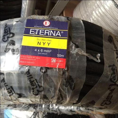 Jual Kabel Listrik Eterna Kawat isi 4x6 mm NYY Hitam Outdoor Anti Rayap