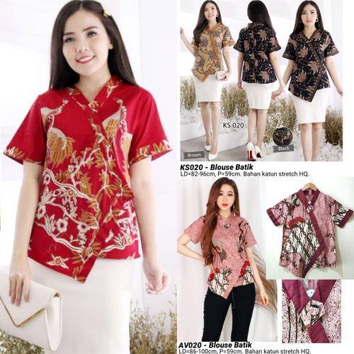 Foto Produk BLOUSE BATIK CEWEK MODERN ATASAN ETNIK BAJU FASHION WANITA MURAH BAGUS - AV020 pink dari Ace Sakura Fashion