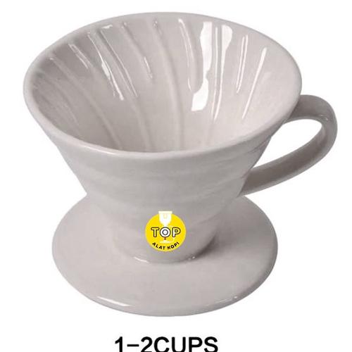 Foto Produk Dripper Ceramic V60 size 01&02 warna hitam alat seduh kopi manual brew - HITAM size 02 dari TOP alat kopi
