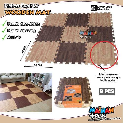 Foto Produk MATRAS EVAMAT PREMIUM PUZZLE KARPET WOODEN EVA MAT MOTIF KAYU CATUR dari MainanPlus