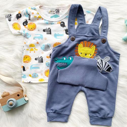 Gambar jumpsuit overall bayi anak laki laki 1-2 tahun ZOO overall - biru tua, M dari Big Bear Babyshop Jakarta Barat Tokopedia