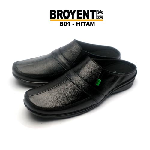 Foto Produk Sandal Sepatu Pria Bustong Kulit Asli B01 - Hitam, 39 dari Broyent-shop