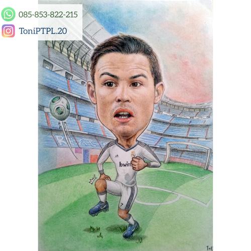 Jual jasa lukis karikatur lucu berwarna, ukuran A4 dan A3, tanpa