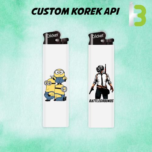 Foto Produk Custom Cricket Korek Api Lighter Promosi Cetak UV Print Warna - Putih 1 Sisi dari MitraBotol
