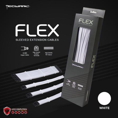 Jual Tecware Flex Sleeved Extension Cables Set 300mm White Jakarta