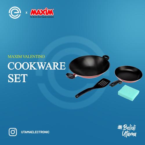 Foto Produk MAXIM Wajan Valentino Set - Teflon - Merah-Hitam dari UTAMA_ELECTRONIC