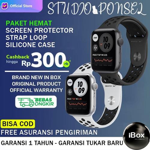Foto Produk Apple Watch Nike+ Series 6 44mm 40mm Black Space Grey, Silver White SE - 40MM NON PAKET, Black SpaceGrey dari Studio Ponsel