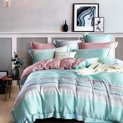Foto Produk Sleep Buddy Set Sprei Mint Line Tencel - Queen Size dari Sleep Buddy Bedding