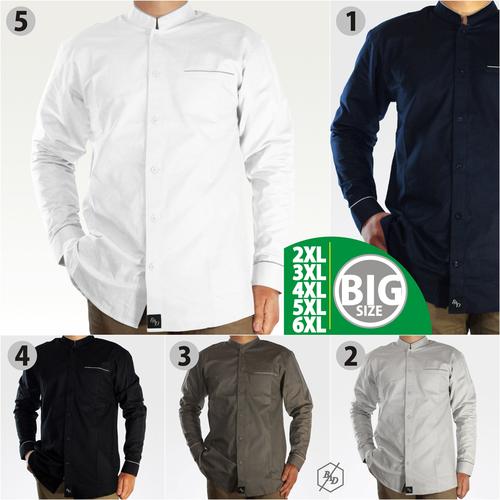 Foto Produk Kemeja Koko Pria Lengan Panjang Muslim Kemko Big Size 2XL 3XL Casual - Putih, 2XL dari BAD-STORE