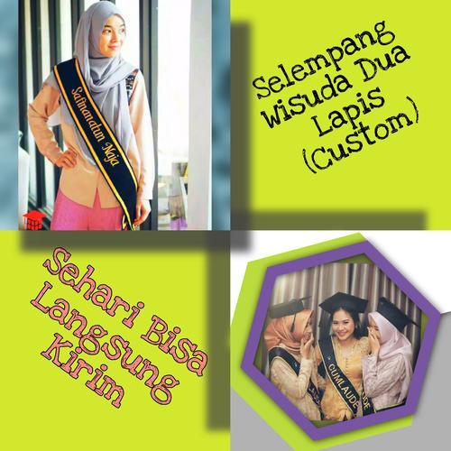 Foto Produk SELEMPANG WISUDA BORDIR DUA LAPIS, BAHAN BLUDRU, CUSTOM - maroon gold dari berkahh_store_id