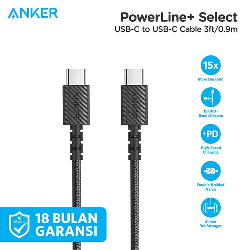 Foto Produk Kabel Charger Anker Powerline Select+ C to C 2.0 3ft - A8032 dari Anker Indonesia