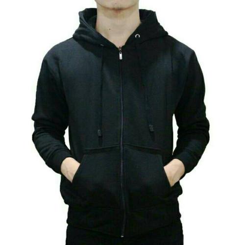 Foto Produk Best seller : JAKET SWEATER HODDIE POLOS ZIPPER/RESLETING HITAM - ZIPER HITAM, M dari ilfe sport