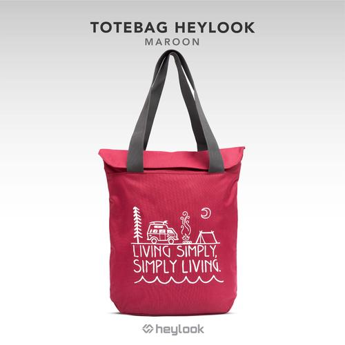 Foto Produk TOTE BAG TAS JINJING TAS BAHU PRIA WANITA TAS KULIAH MULTIFUNGSI - TOTE BAG MARON dari Heylook Official