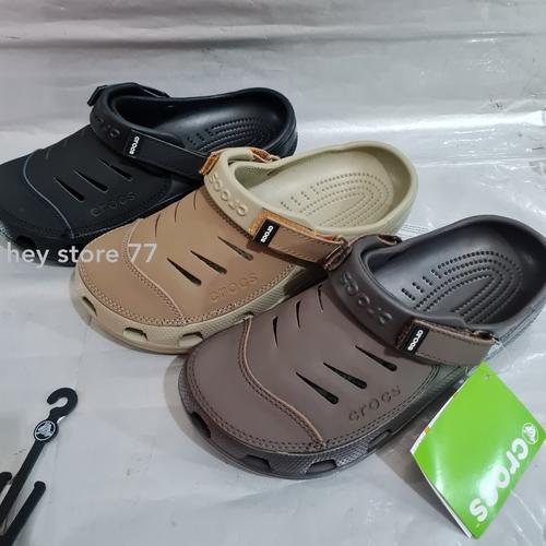 Foto Produk Sandal Crocs Yukon Leather pria/sandal Crocs Yukon Leather / Yukon - Khaki, M9 dari hey store 77